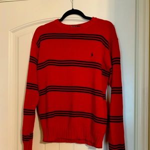 Red and blue polo striped sweater size Small